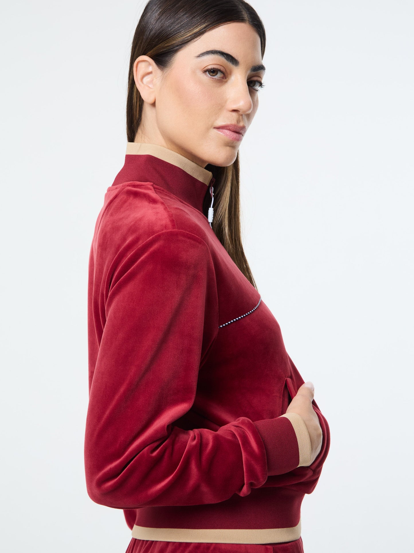 Leta Velour Jacket- Rhubarb