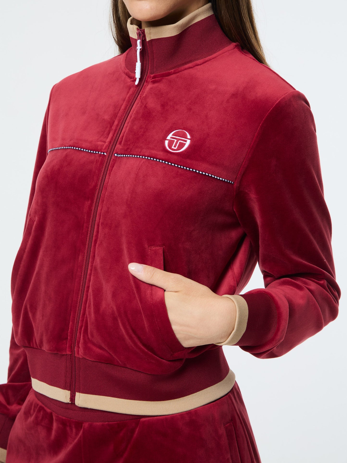 Leta Velour Jacket- Rhubarb