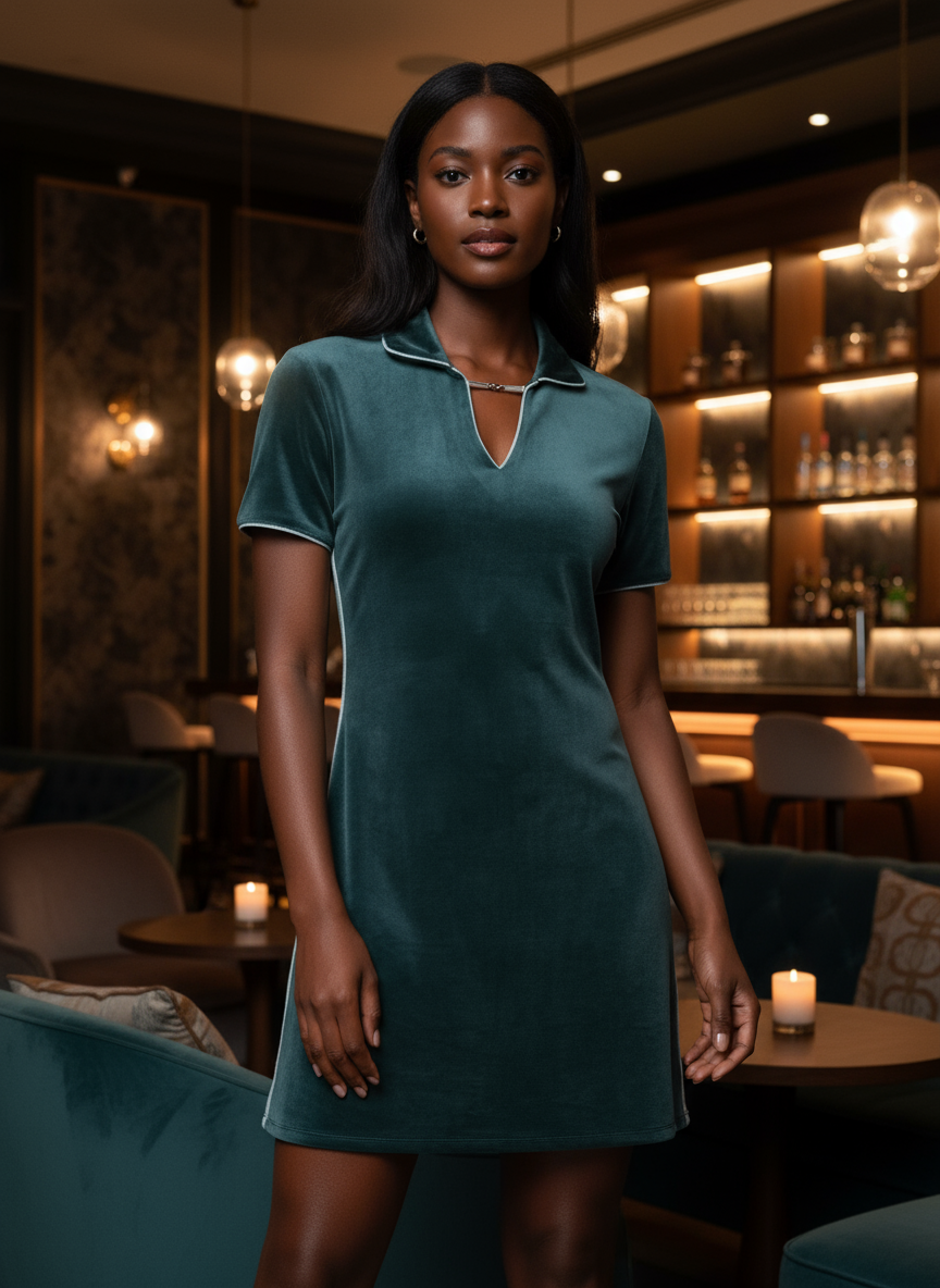 Lina Velour Dress- Green Gables