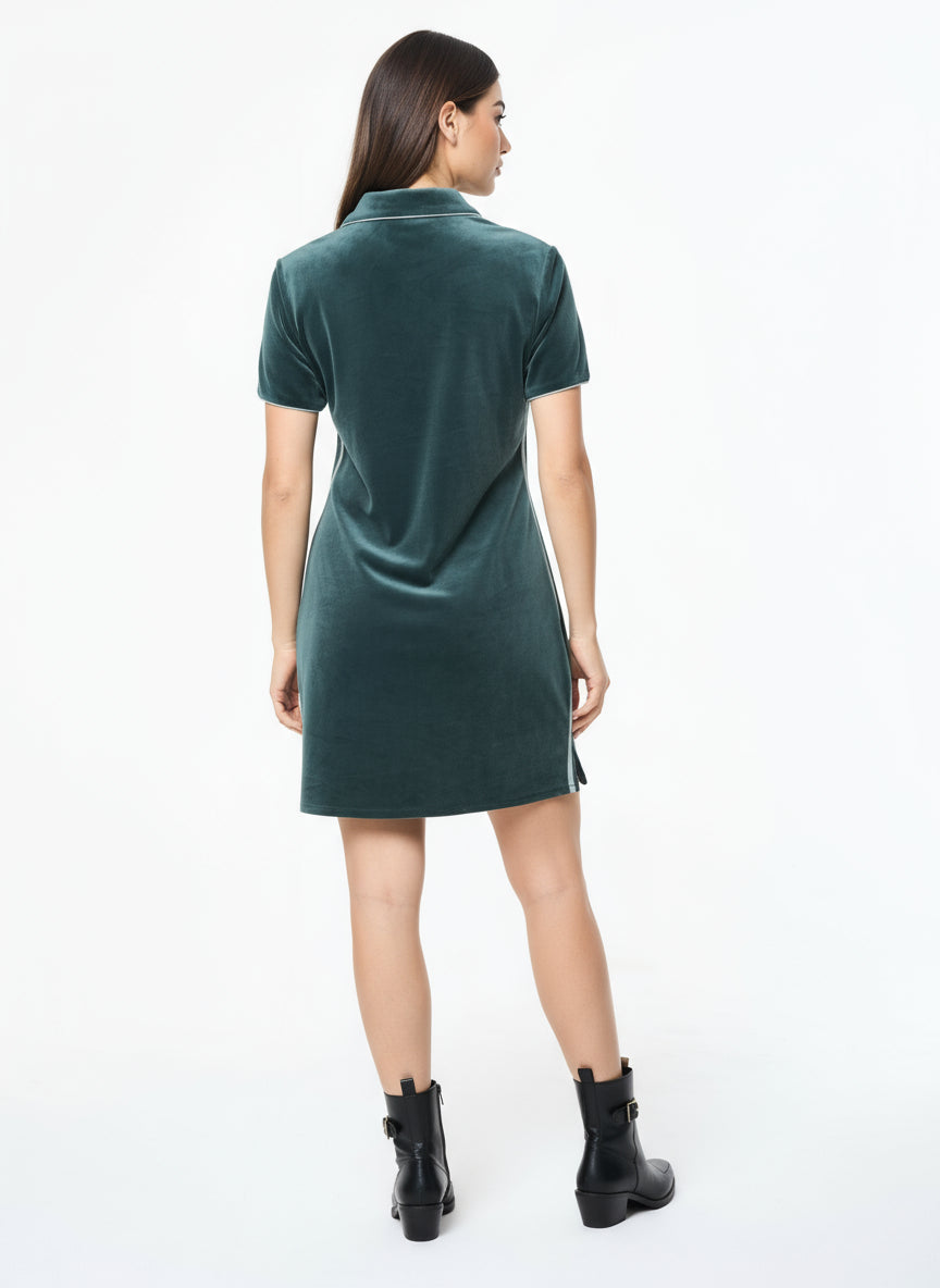 Lina Velour Dress- Green Gables