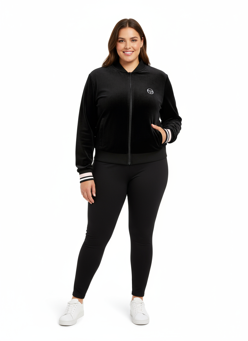 Adele Velour Track Jacket- Black Beauty