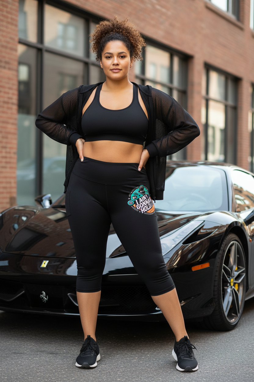 I Aint Gonna Hold You - Capri Leggings logo print