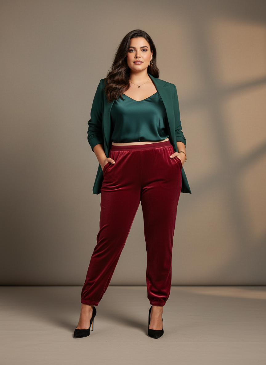 Leta Velour Pant- Rhubarb