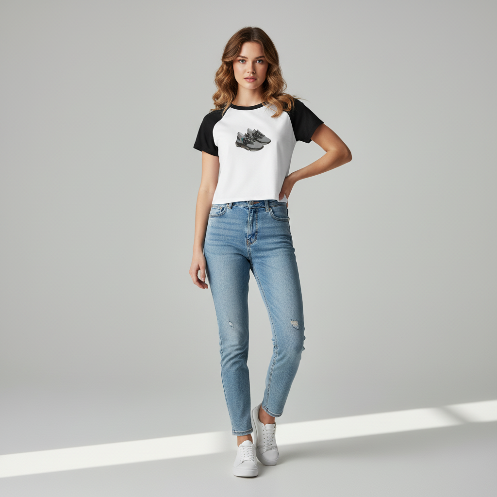 Women’s baby tee with sneaker logo